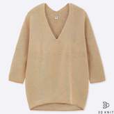 Thumbnail for your product : Uniqlo WOMEN 3D Cotton Cocoon V Neck 3/4 Sleeve Sweater