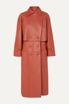 Thumbnail for your product : Fendi Double-breasted Leather Trench Coat - Orange