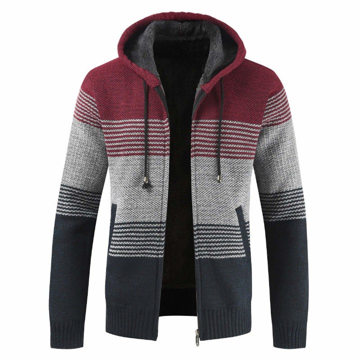 mens hooded cardigan sweater coat