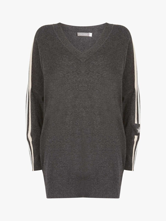 mint velvet black animal star front jumper