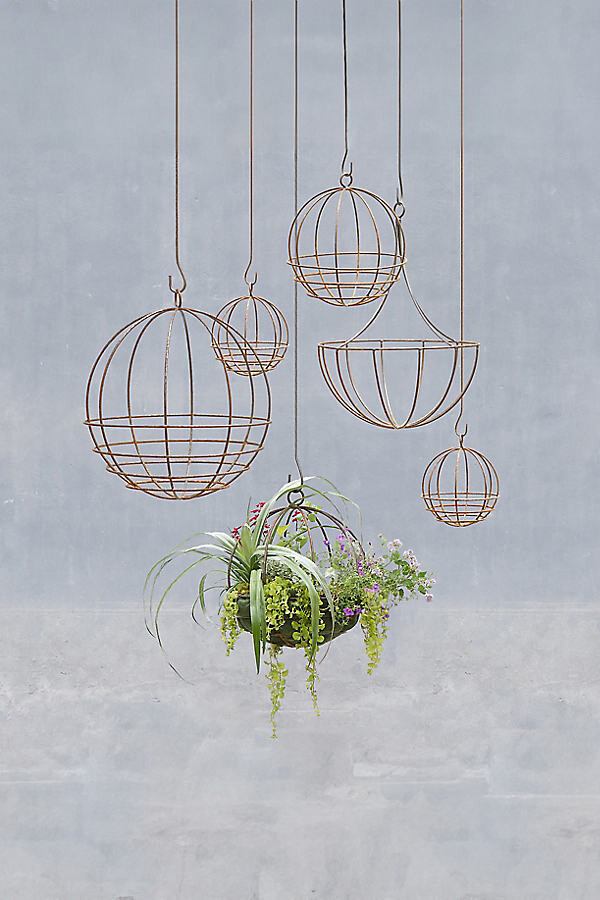 Sphere Rust Patina Hanging Basket