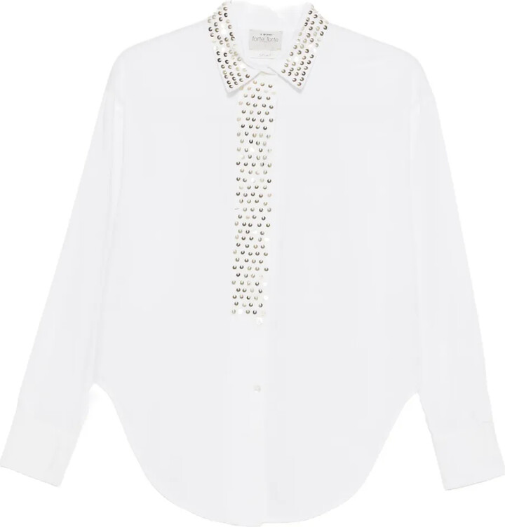 Forte Forte Petites-Étoiles Embellished-Collar Shirt