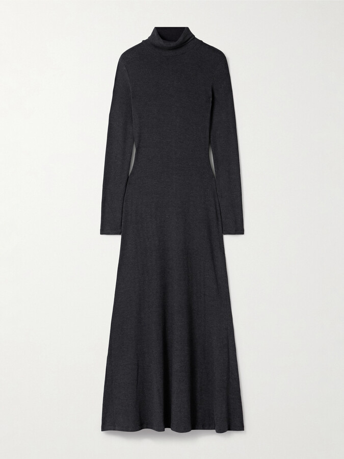 STAUD Vanya Modal-blend Jersey Turtleneck Maxi Dress - Gray