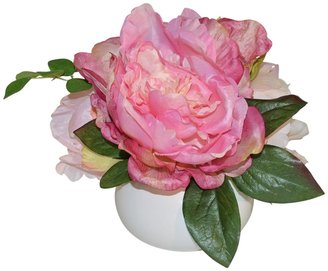 The French Bee Pink Peonies In A White Vase