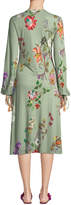 Thumbnail for your product : Etro V-Neck Floral-Print Tie-Sleeve Midi Dress