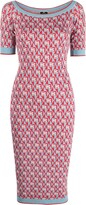 Thumbnail for your product : Elisabetta Franchi Monogram Off-Shoulder Knitted Dress