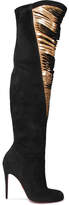 Christian Louboutin - Siegfridalta 100 Suede And Metallic Leather Over-the-knee Boots - Black