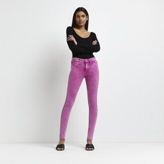 River Island Womens Pink Molly mid rise skinny jeans - ShopStyle