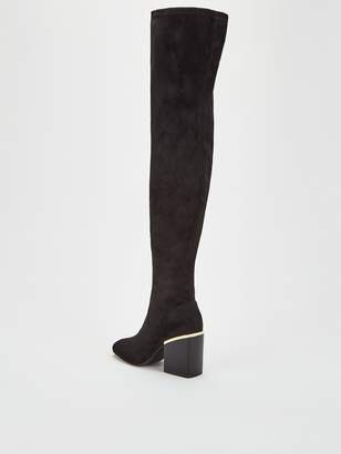 Very Letica Block Heel Stretch Back Over The Knee Boots - Black