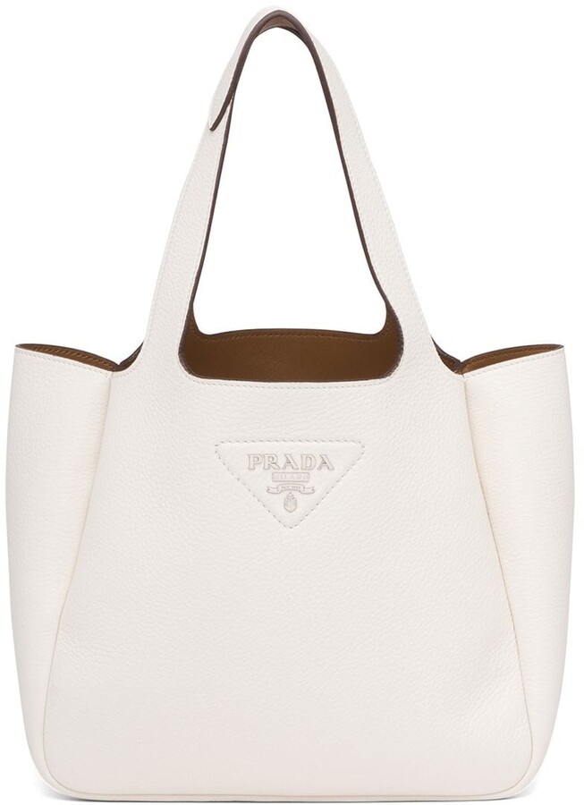 prada white leather shoulder bag