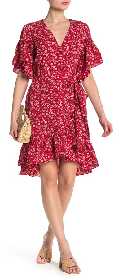 max studio ruffle sleeve midi dress