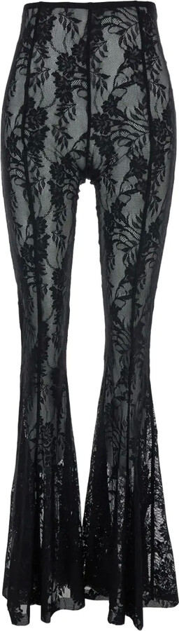 Norma Kamali Floral-Lace Trousers