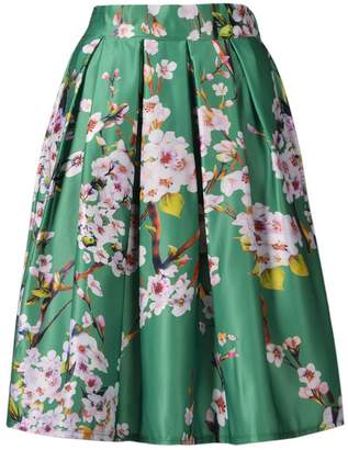 Choies Women's Sakura Skirts Vintage Pleated Flared Skater Midi Skirts m