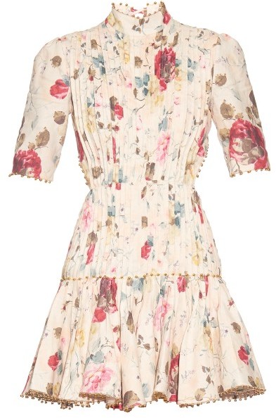 Zimmermann Mischief floral-print pleated linen dress - ShopStyle