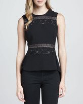 Thumbnail for your product : BCBGMAXAZRIA Lace-Stripe Flared Top