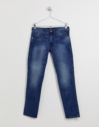 Replay Anbass easy stretch slim jeans in mid wash