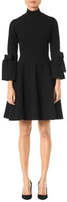 Carolina Herrera Bow-Sleeve Ribbed Sweater Dress
