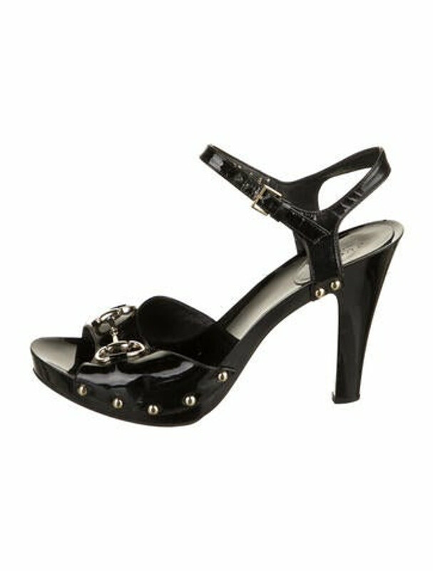 Gucci Horsebit Accent Patent Leather Sandals Black ShopStyle