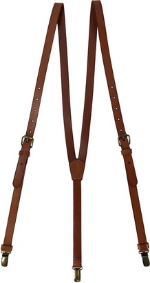 Brown Leather Suspenders 30mm Mens Leather Braces Ring -  UK