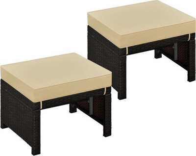 Ebern Designs Botond Multipurpose Wicker Ottomans with Removable Cushions
