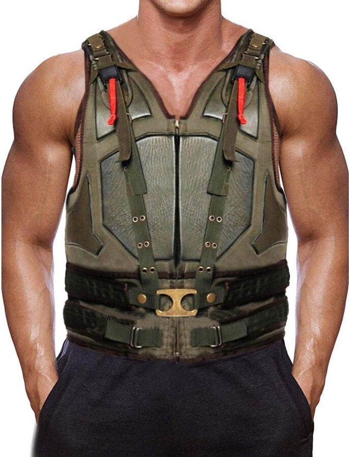 Fashion_First The Dark Knight Rises Men's Bane Vest Costume Military Green Faux Leather Vest
