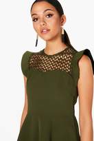 Thumbnail for your product : boohoo Crochet Lace Top Structured Skater Dress