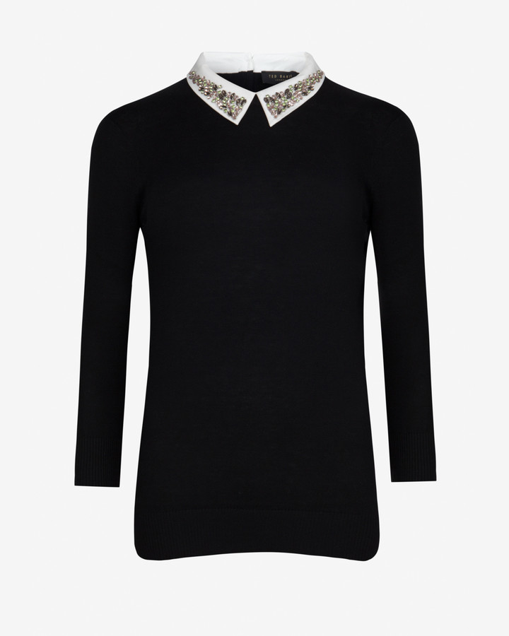 Ted Baker Embellished collar sweater ShopStyle Knitwear