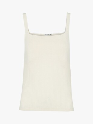 Whistles Linen Blend Ribbed Tank Top