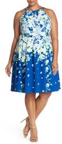 Thumbnail for your product : Adrianna Papell Floral Fit & Flare Dress (Plus Size)