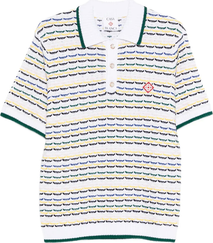 Casablanca Striped-Pattern Knitted Polo Shirt