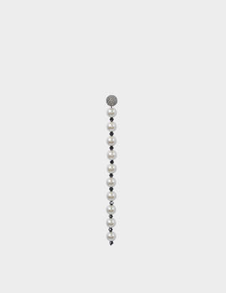 Marc Jacobs Long Pearl Drop Mono Earring in Gold Brass, Crystal, Glass Pearl