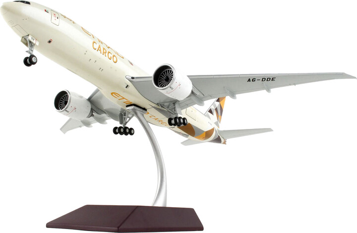 Boeing 777F Commercial Aircraft "Etihad Airways Cargo" Beige with Tail Graphics "Gemini 200 - Interactive" Series 1/200 Diecast Model Airplane by GeminiJets