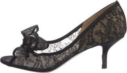 Valentino Lace Sandals Black Lace Pattern