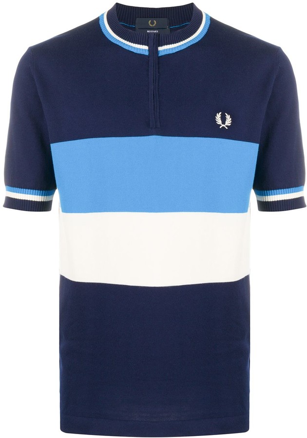 Fred Perry Striped Collarless Polo Shirt - ShopStyle