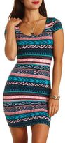 Thumbnail for your product : Charlotte Russe Tribal Print Cross-Back Bodycon Dress
