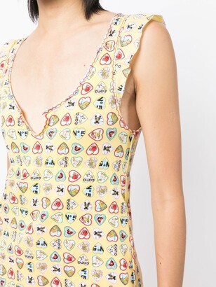 Chanel Pre Owned 2006 Heart-Print Ribbed Sleeveless Top - ShopStyle