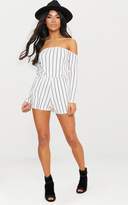 Thumbnail for your product : PrettyLittleThing Micah White Stripe Playsuit