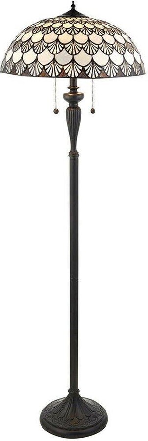 Loops 1.5m Tiffany Twin Floor Lamp Dark Bronze & Retro Stained Glass ...