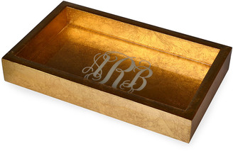 Mike and Ally Mike & Ally Eos Monogram Small Wood Rectangle Tray, Gold