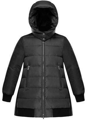 Moncler Blois Quilted Coat w/ Contrast Back, Charcoal, Size 8-14