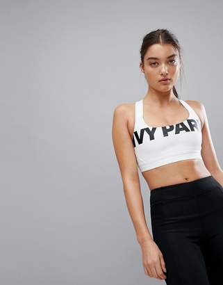 Ivy Park Logo Mesh Insert Bra Top In White