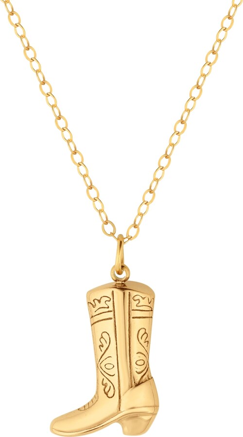 Rejected Hearts Club Cowboy Texas Give Em' The Boot Gold Filled Pendant Necklace With Magnetic Clasp