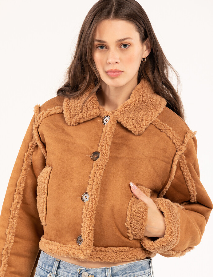 STOOSH Womens Suede Sherpa Jacket ShopStyle