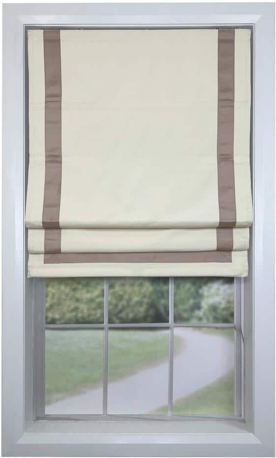 Versailles Home Fashions Taupe Cordless Blackout Polyester Roman Shades - 34 in. W x 63 in. L
