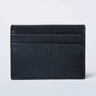 DSTLD Mens Calfskin Leather Credit Card Holder in Black