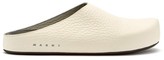 MARNI Grained-leather slipper shoes – White