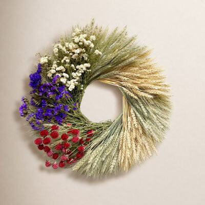 Dried Flowers and Wreaths LLC Dried Wheel 22" Wreath