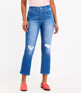 Thumbnail for your product : LOFT Petite Destructed High Rise Kick Crop Jeans in Mid Wash