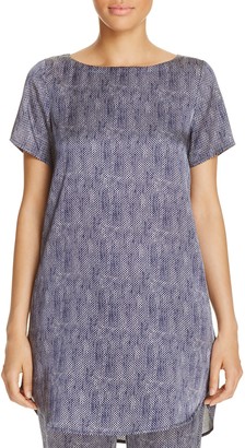 Eileen Fisher Printed Silk Boat Neck Tunic