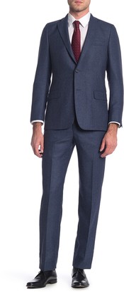 Hickey Freeman Blue Donegal Two Button Notch Lapel Wool Classic Fit Suit